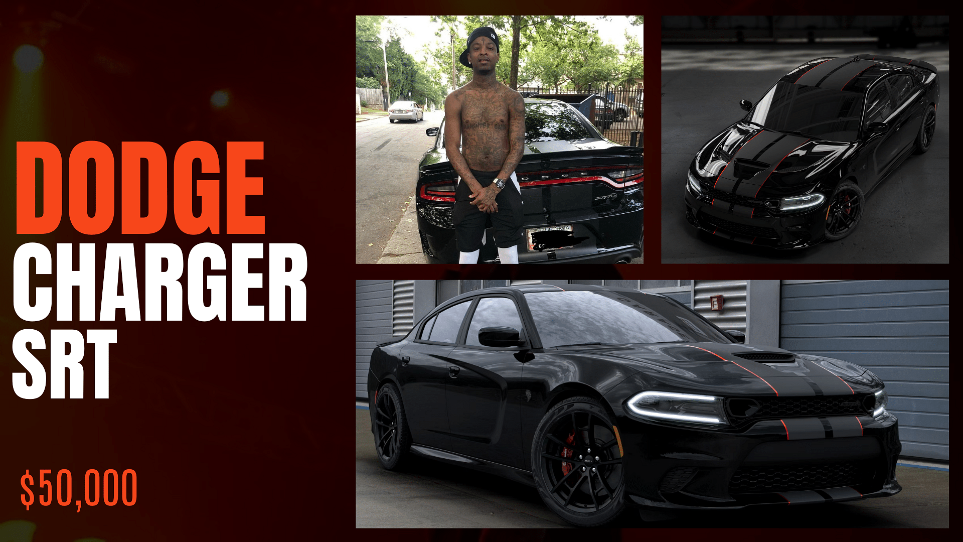 Collage of 21 Savage's Dodge Charger SRT