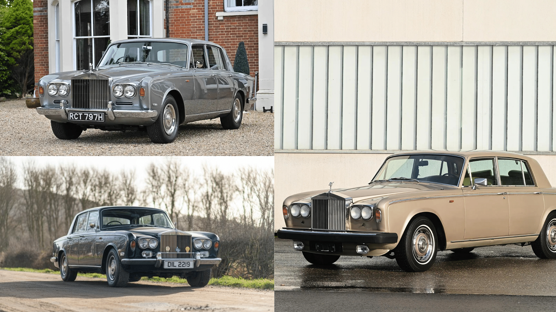 Stock images of the Sultan of Brunei's Rolls-Royce Silver Shadow shown in grey, black, and gun metal colors