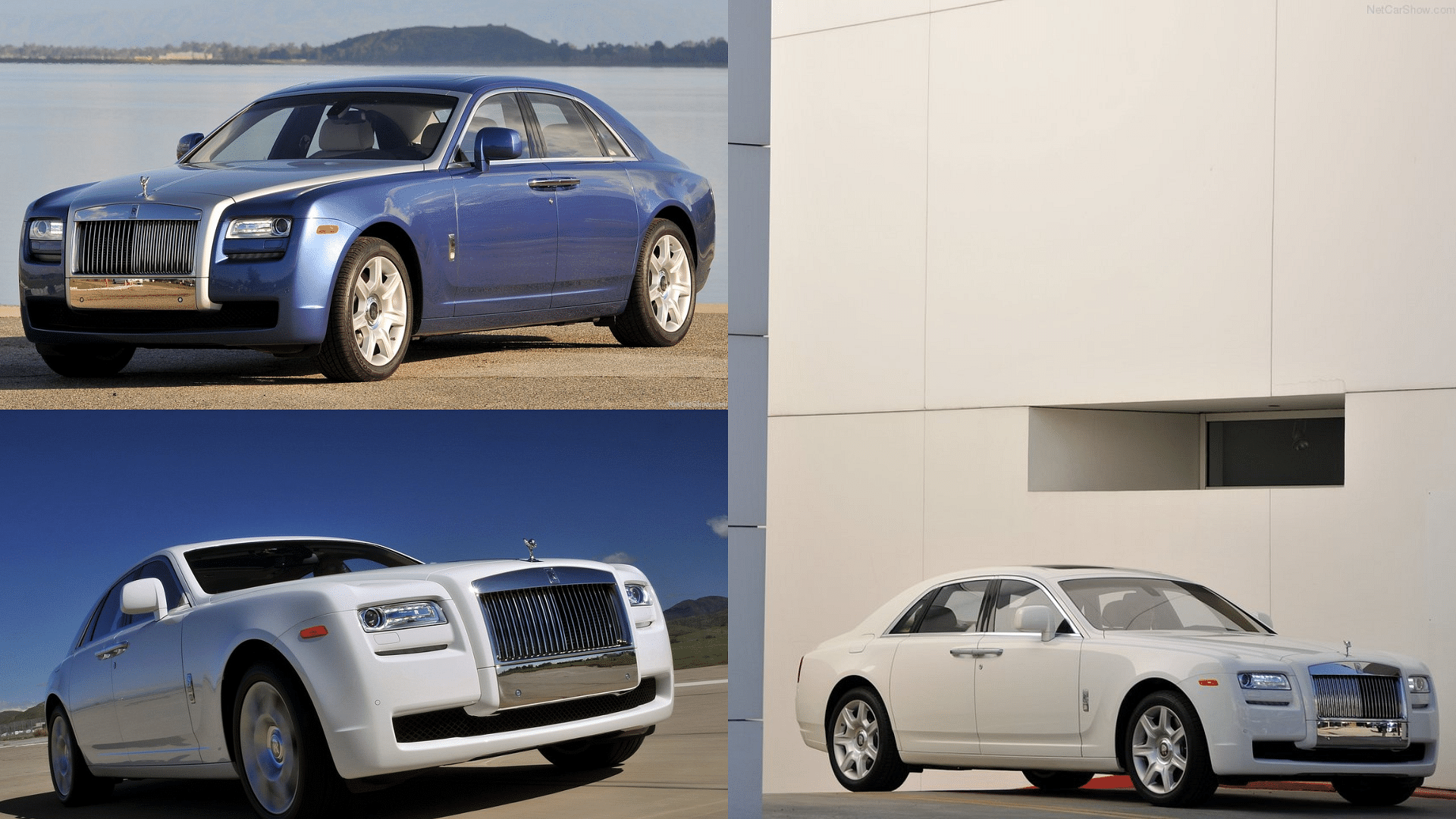 Stock images of the Sultan of Brunei's Rolls-Royce Ghost shown in blue and white colors