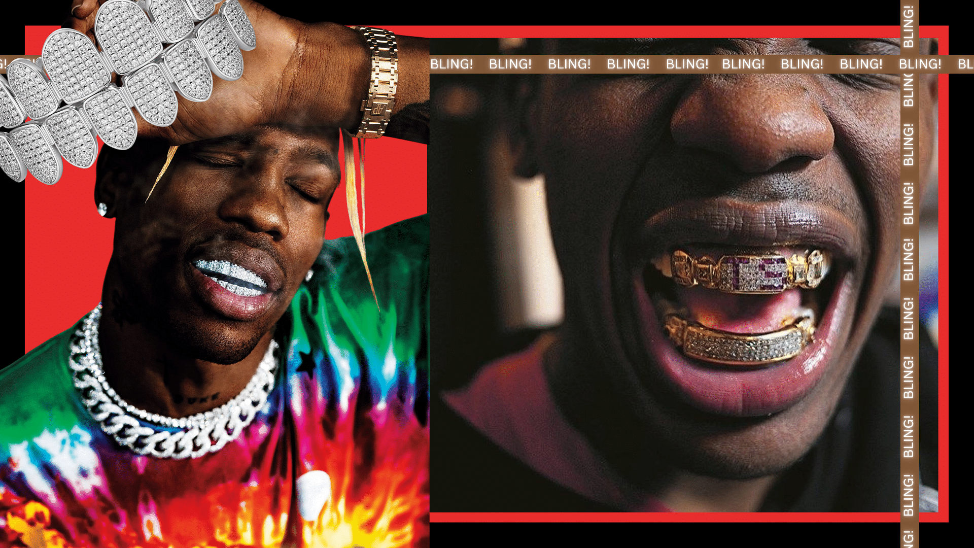 Collage of Travis Scott's Grills