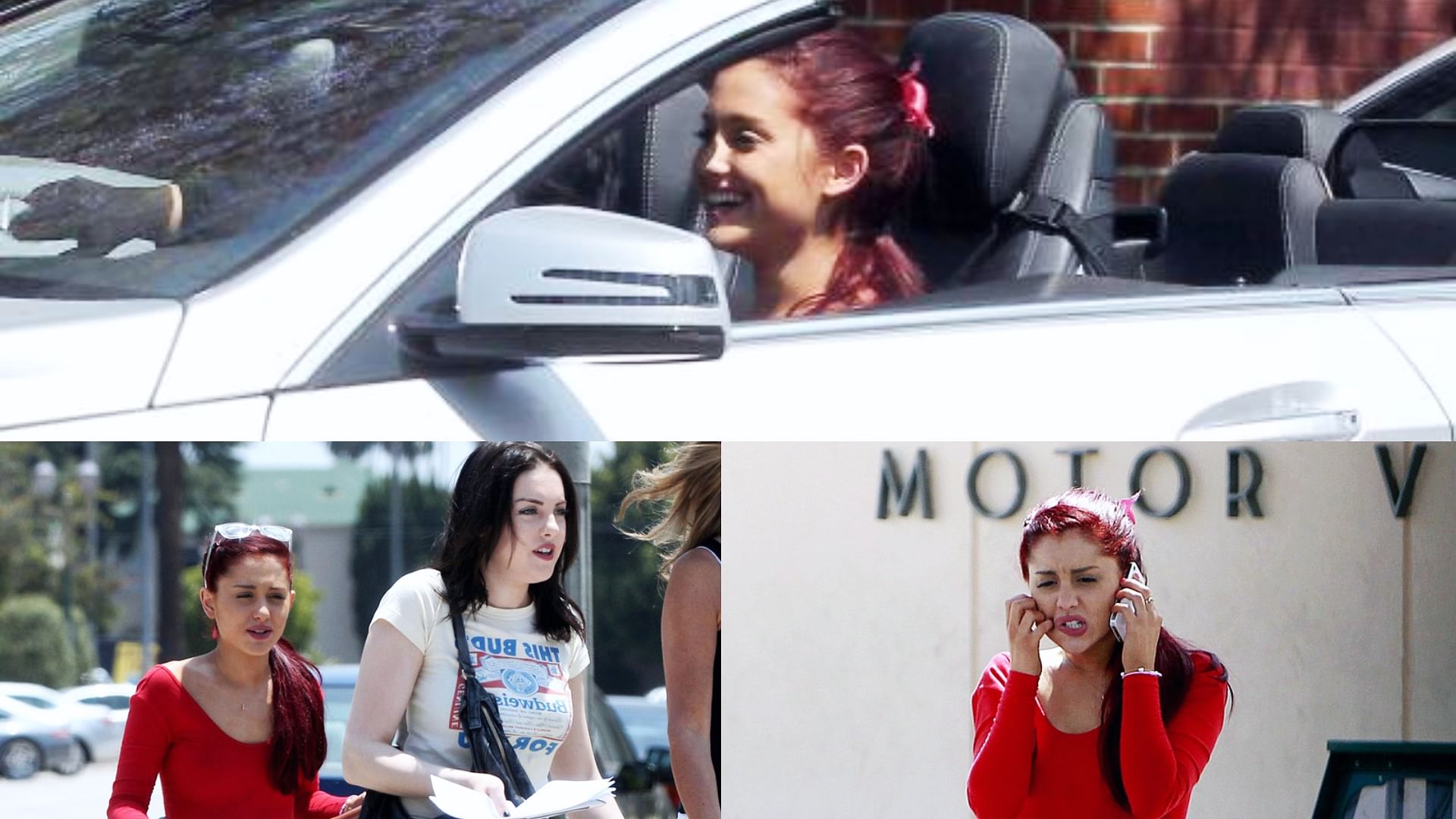 Ariana Grande's, with Elizabeth Gillies, at DMV, Los AngelesMercedes-Benz E550 Cabriolet