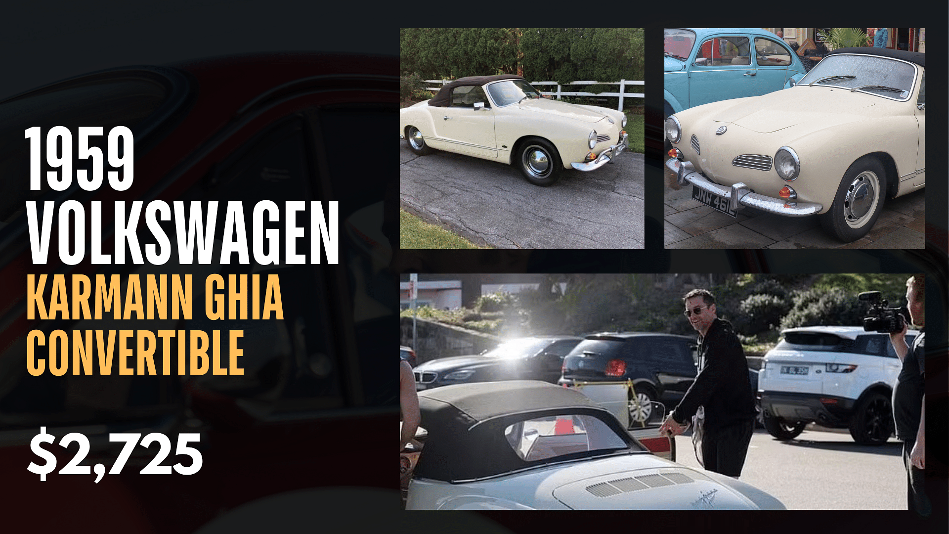 Hugh Jackman, 1959 Volkswagen Karmann Ghia Convertible