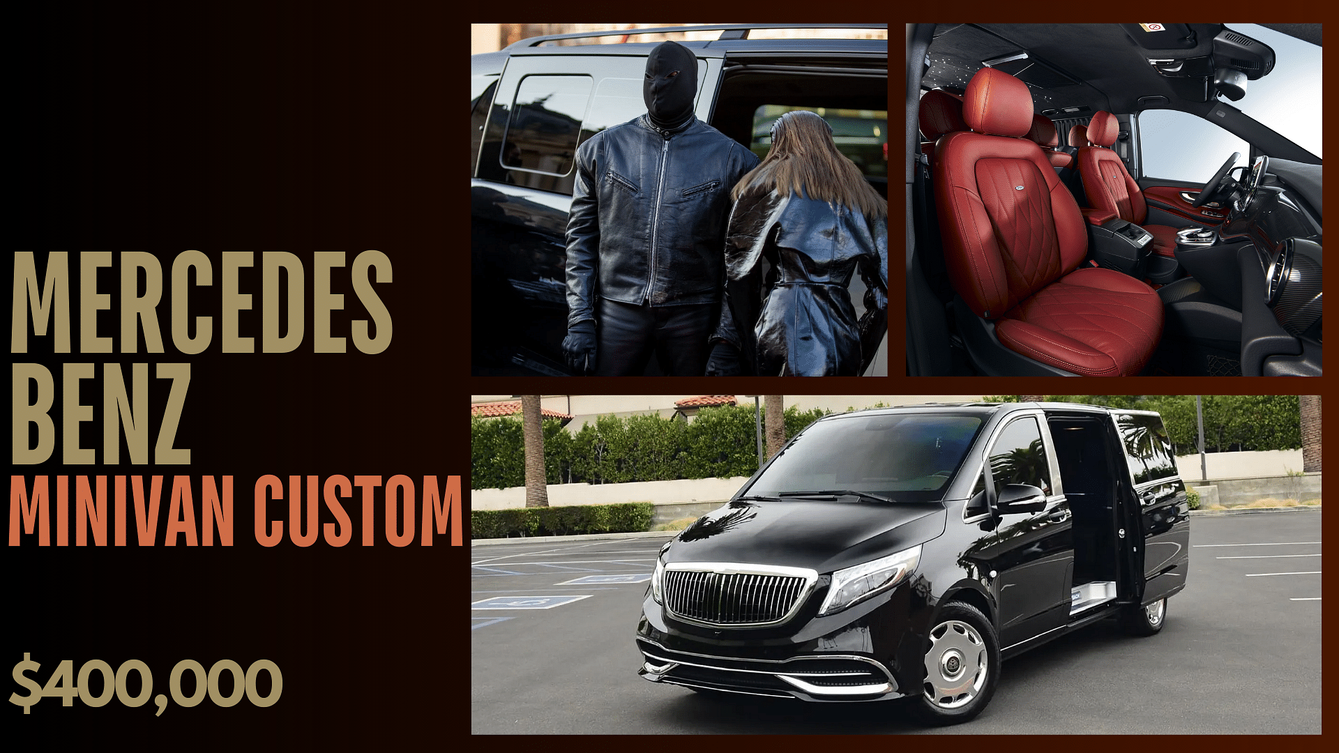 Collage of kanye west's Mercedes benz Minivan Custom