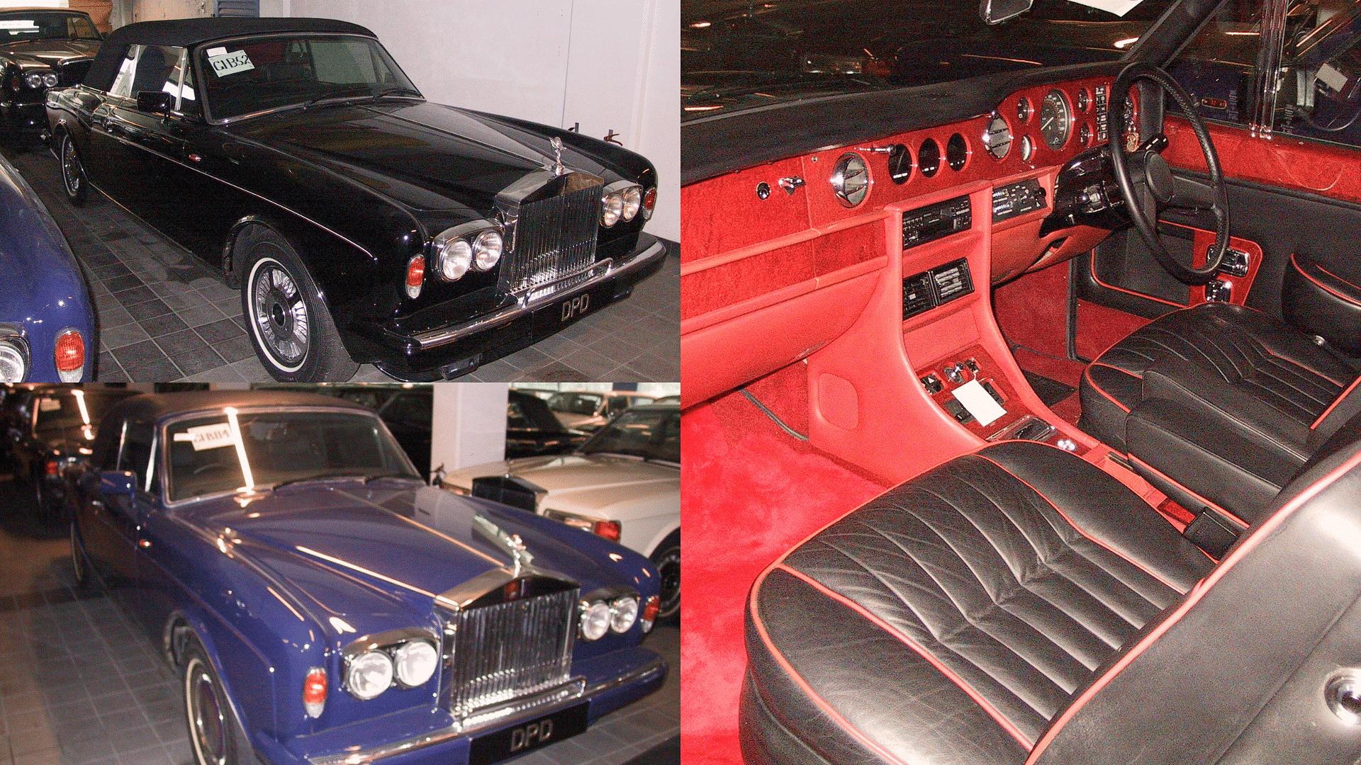 Sultan of Brunei's Rolls-Royce Corniche in black and blue along with the black and red themed interior view