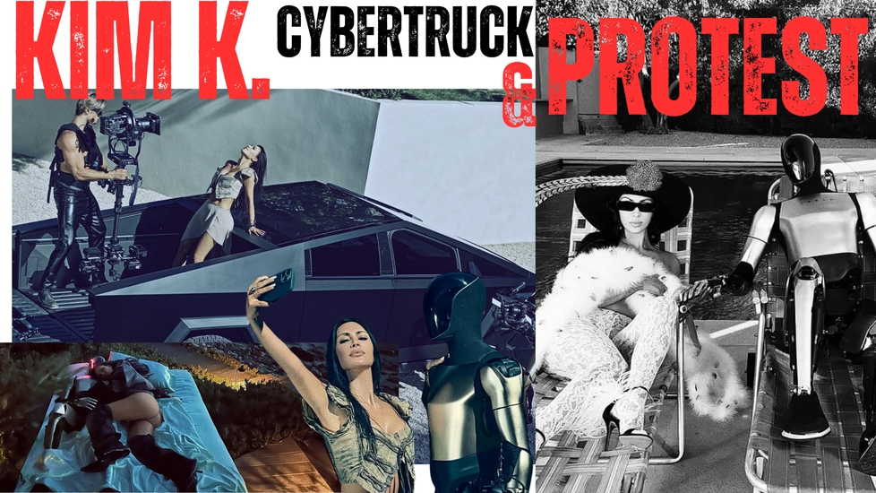Kim Kardashian Poses With Cybertruck Amongst Anti-Musk Protests