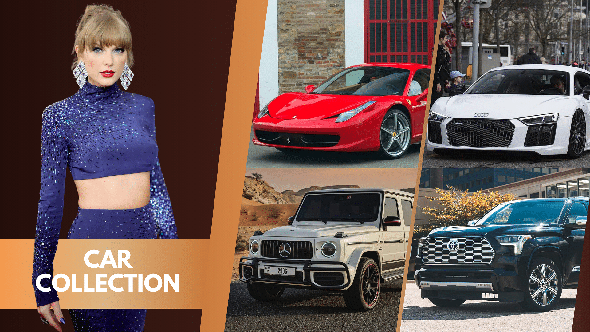 Taylor Swift's car collection- Ferrari 458 Italia, Audi R8, Toyota Sequoia and Mercedes G63