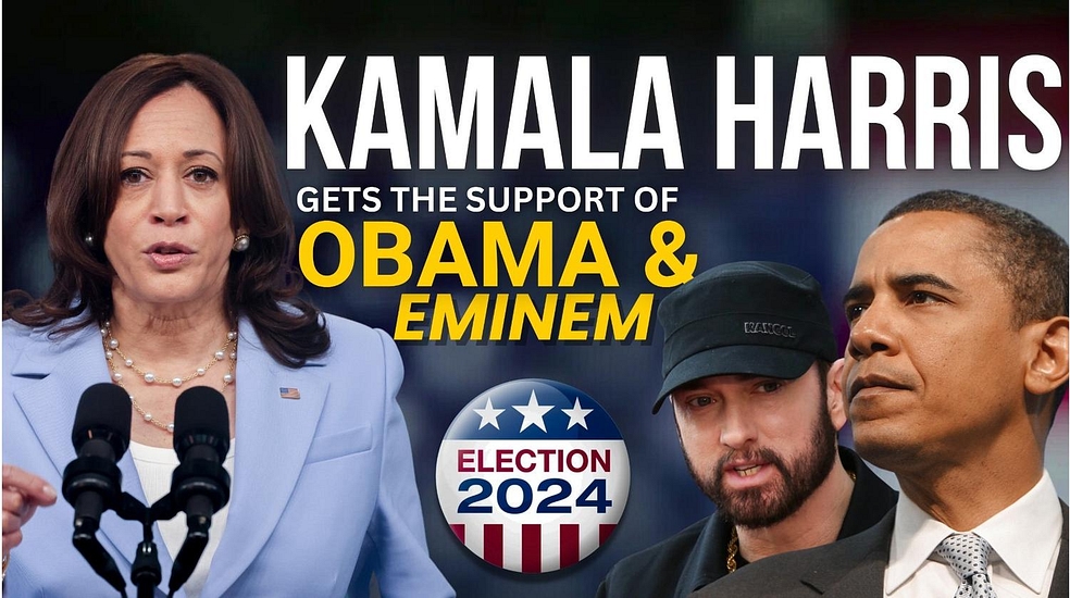 Barack Obama and Eminem Speak to Voters for Harris