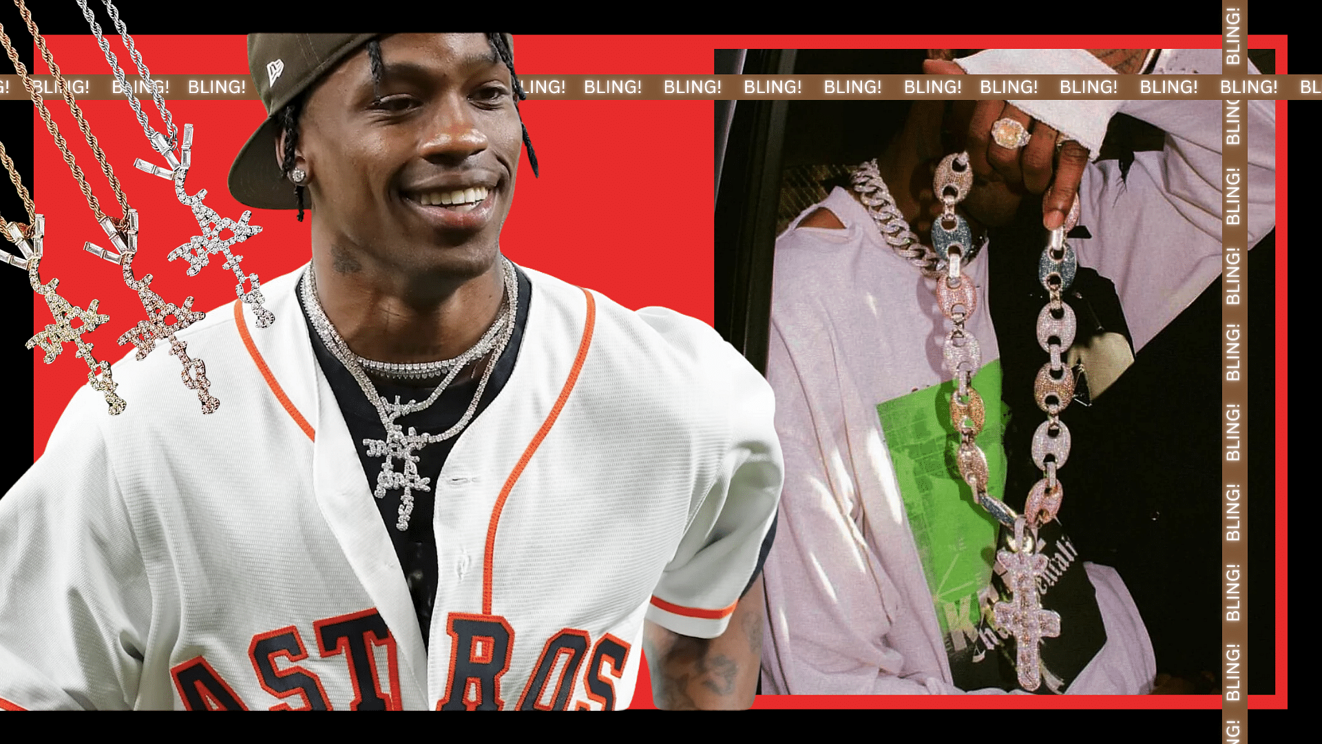 Collage of Travis Scott's cactus jack pendant