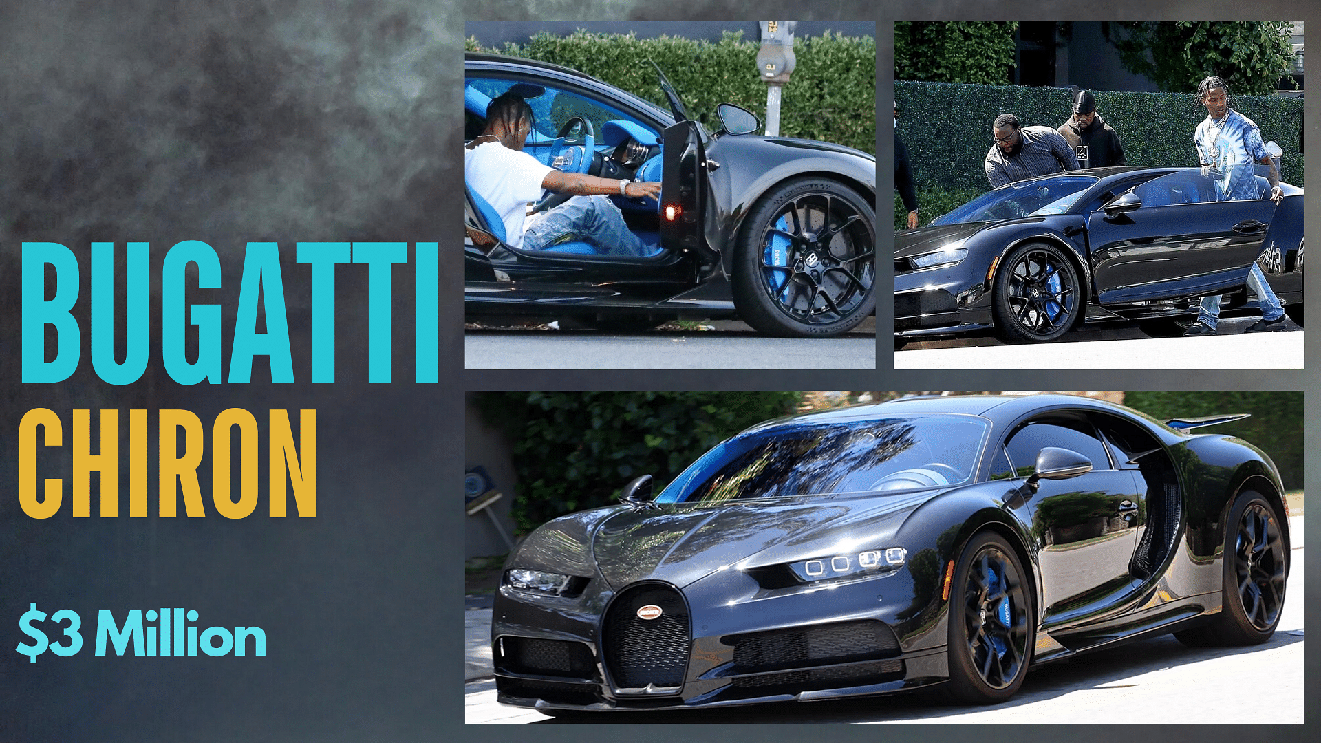 Collage of Travis Scott's Bugatti Chiron