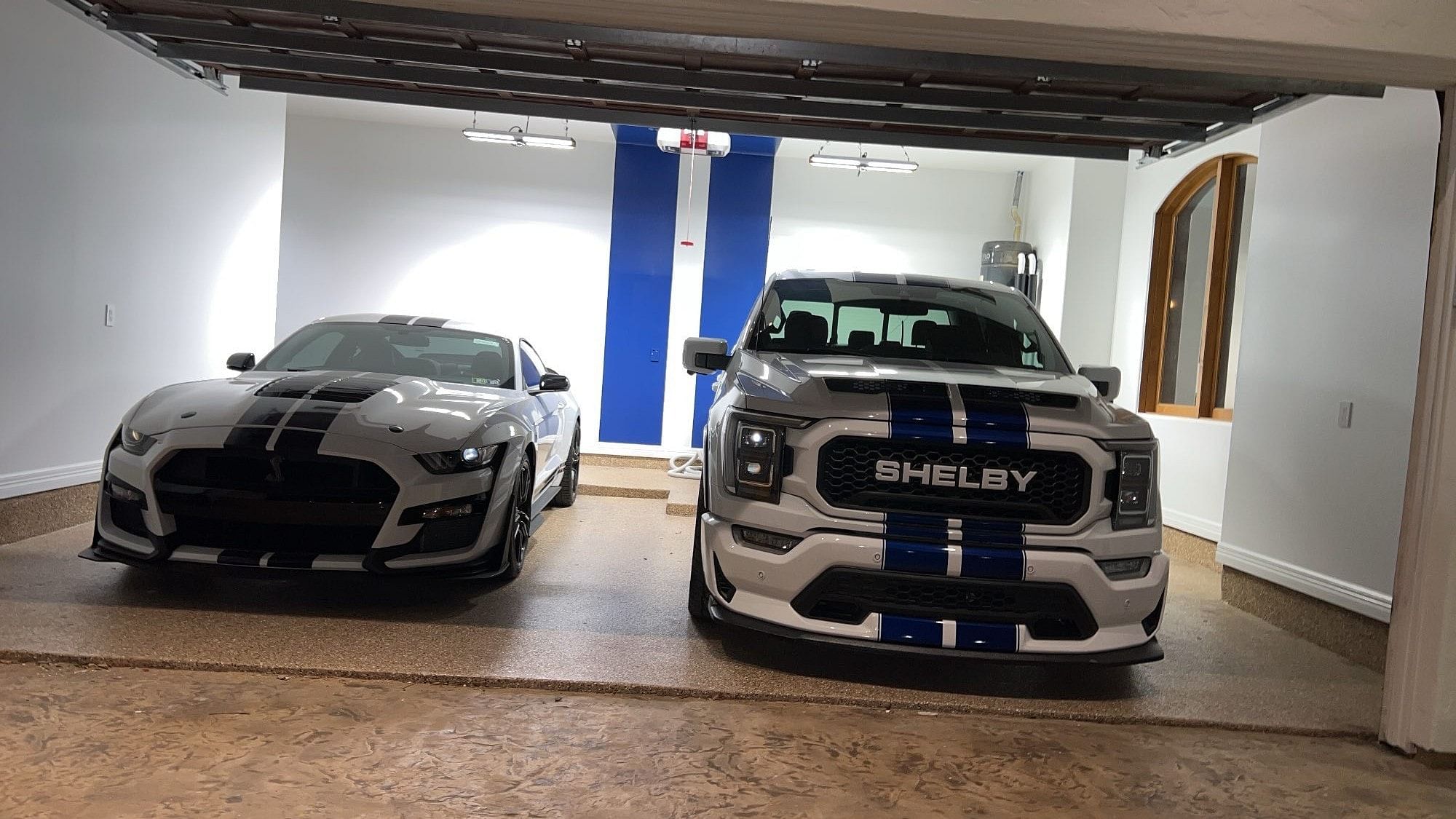 Rick Ross' Ford Shelby F-150 Super Snake beside his Ford Mustang Shelby GT500