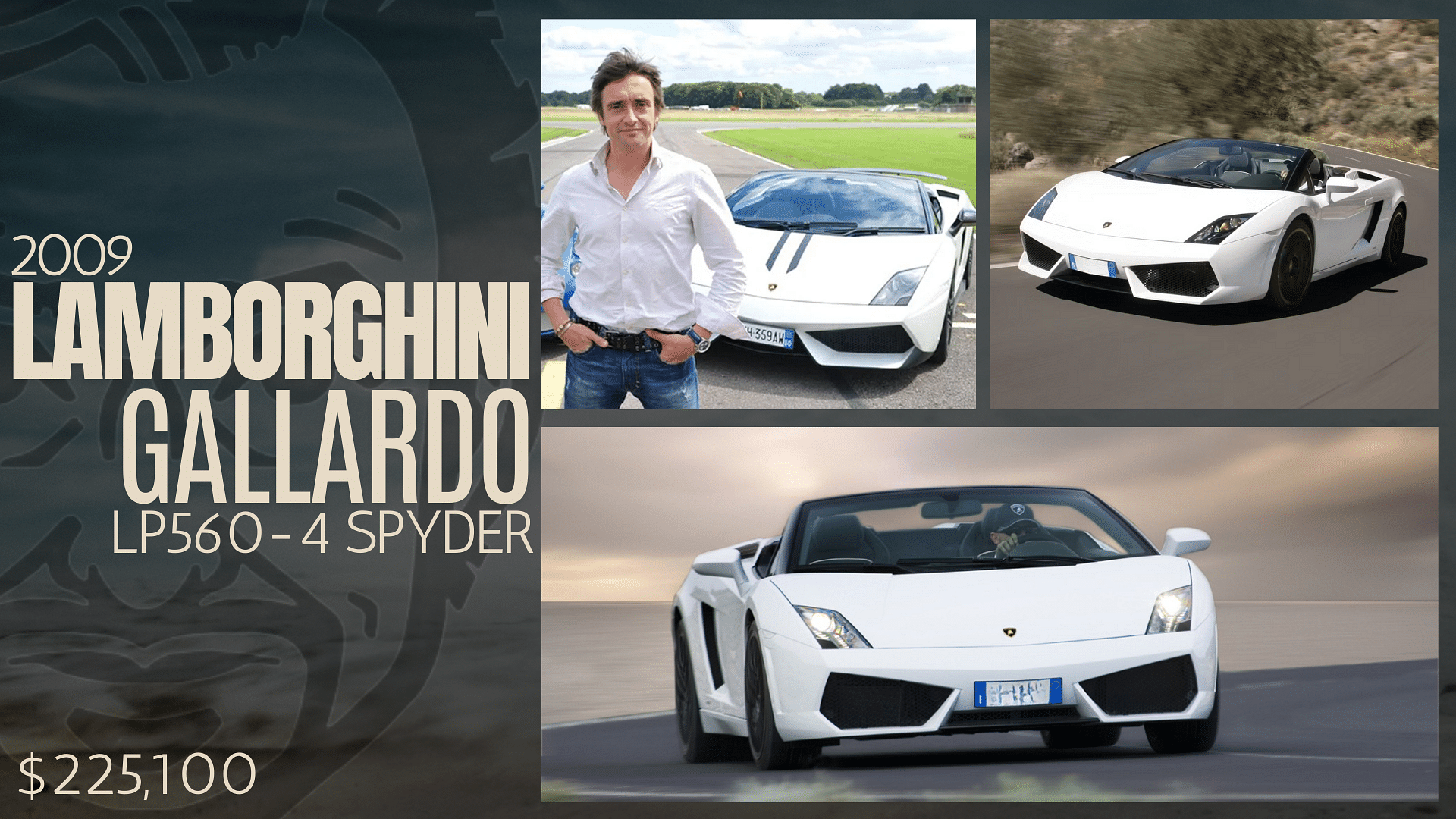 Richard Hammond’s white 2009 Lamborghini Gallardo LP560-4 Spyder