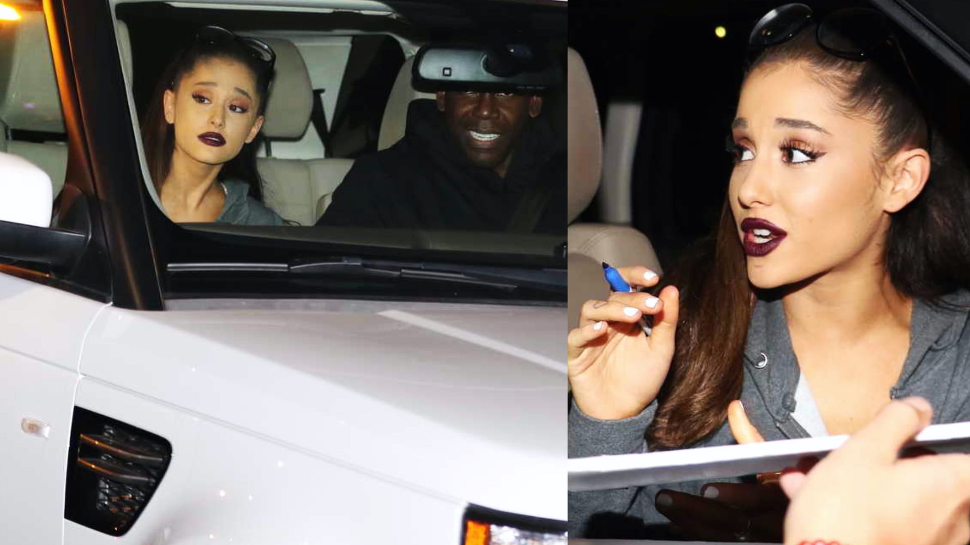 Ariana Grande and Sean kingston, inside Range Rover Sport