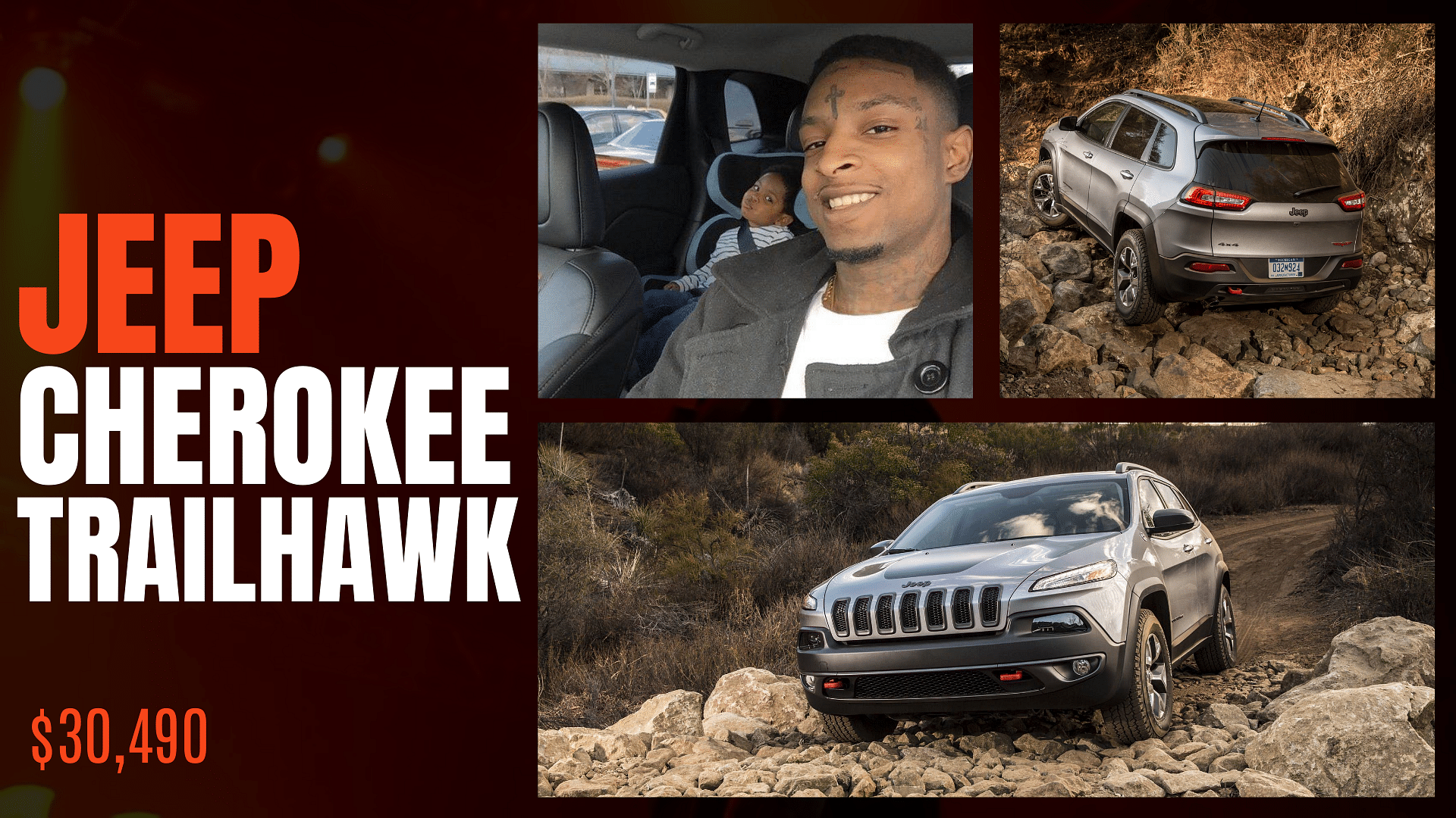 Collage of 21 Savage's Jeep Cherokee Trailhawk