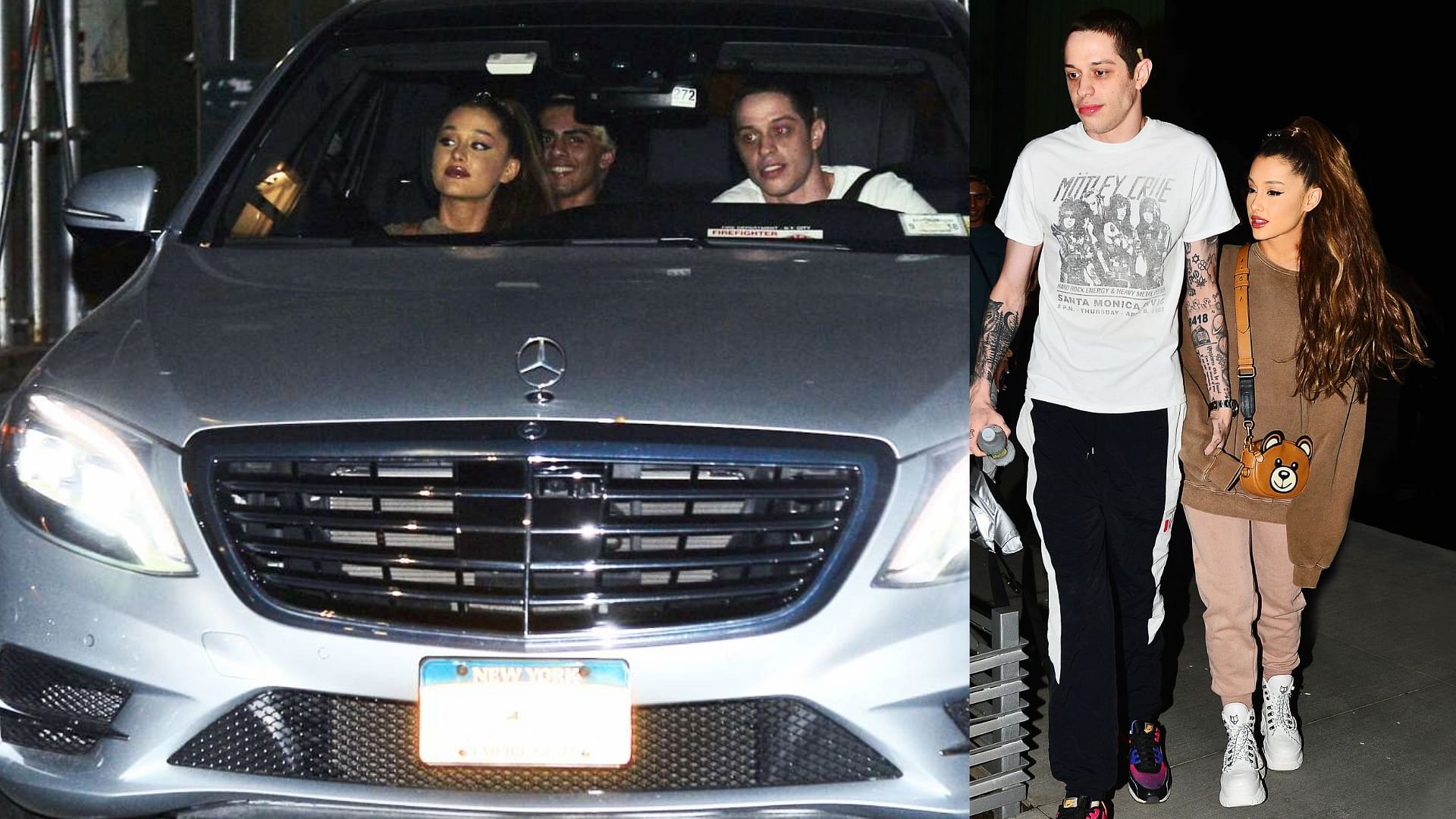 Ariana Grande's and her ex-boyfriend Pete Davidosn in Mercedes_Maybach in New York City